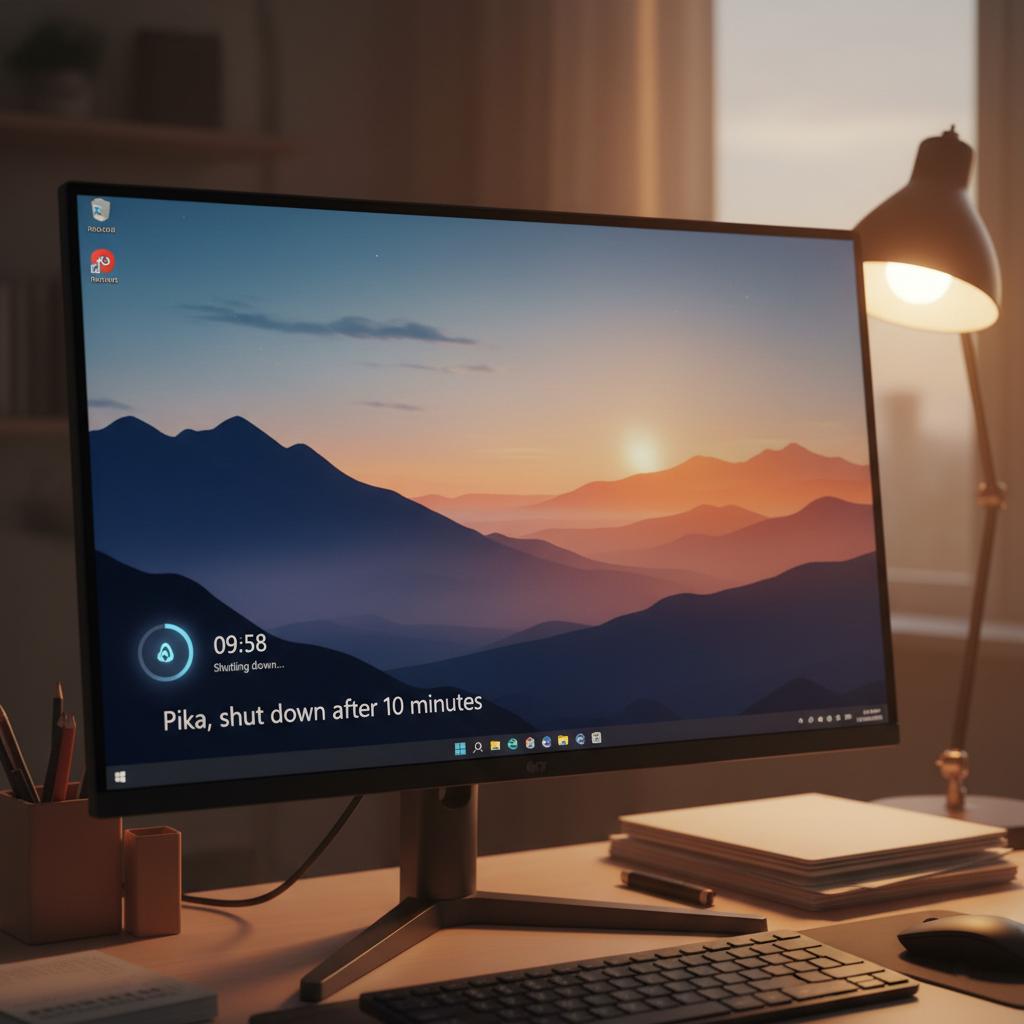 Screenshot of Pika AI shutting down PC after a timer